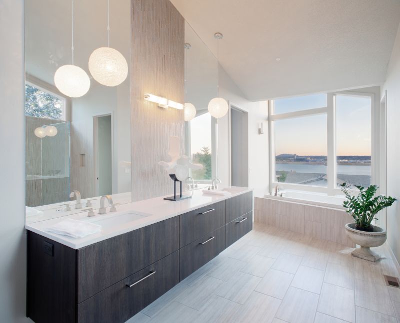 Contemporary bathroom featuring a floating vanity